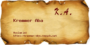 Kremmer Aba névjegykártya